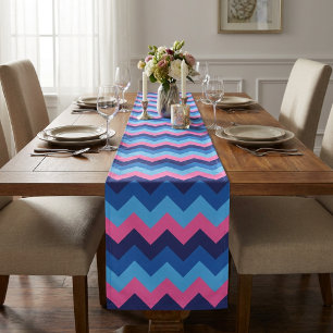 Kühler Blau Rosa Chevron-Muster große Tischdecke