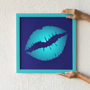 Kühler blauer Kuss Poster