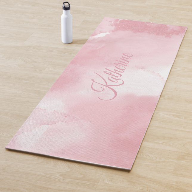 Kühler Blush-Pink-Wasserfarbe-Skriptname  Yogamatte (Beispiel)