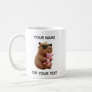 Kühler Capybara-Teddybär Personalisierter Becher Kaffeetasse