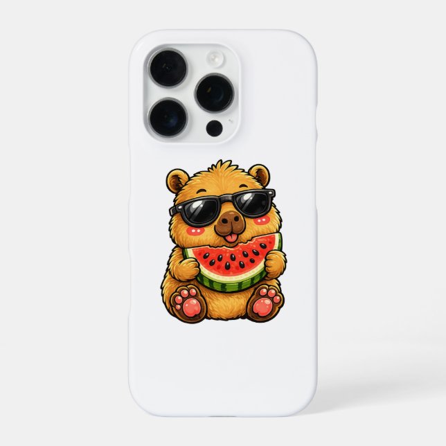 Kühler Capybara Wassermelone Sommer iPhone Hülle (Rückseite)