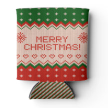 Kühler für Dosen klein mit Merry Christmas Knit