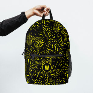 Kühler Gelber Tiger Wildtierdruck Monogramm Bedruckter Rucksack