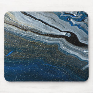 Kühler geometrischer blauer Stein Marmor Mousepad