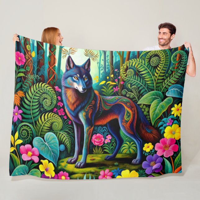 Kühler Grauer-Wolf-Fee-Tier Fleecedecke (Beispiel)