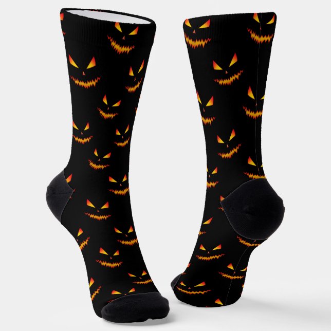 Kühler gruseliger Jack O'Lantern Halloween Schwarz Socken (Gewinkelt)