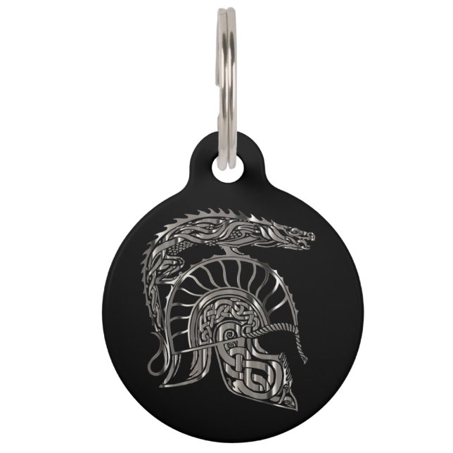 Kühler Krieger Metallic-Drachenhelm Haustiermarke (Vorderseite)