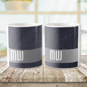 Kühler Leder-Metall-Streifen-Bold-Monogramm Kaffeetasse