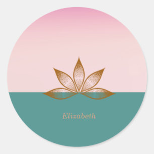Kühler Lotus Rosa Grün Runder Aufkleber
