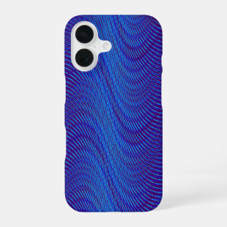 Kühler Moiré-Effekt Abstrakte blaue psychedelische iPhone 16 Hülle