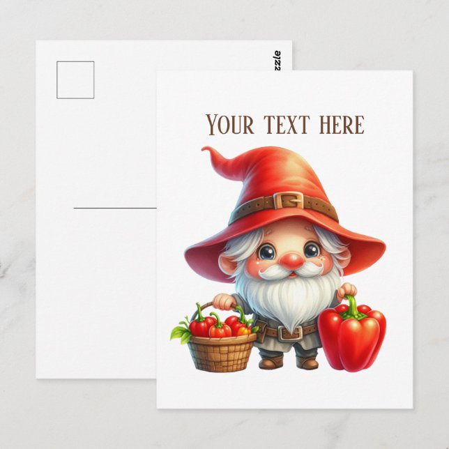 Kühler Paprika-Gnom anpassbar Postkarte (Vorne/Hinten)