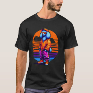 Kühler Pudel Hund Moderner Urbaner Stil Sonnenunte T-Shirt