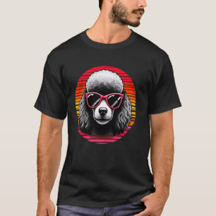 Kühler Pudel Hund Vintage Retro Sonnenbrille Sonne T-Shirt