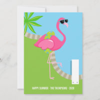 Kühler Rosa Flamingo Sommer Familienfoto-Gruß