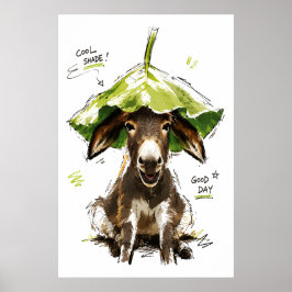 Kühler Schatten Guter Tag Lustiger Esel mit Blatth Poster