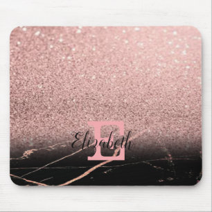 Kühler schwarzer Marmor, Glitter, personalisiertes Mousepad