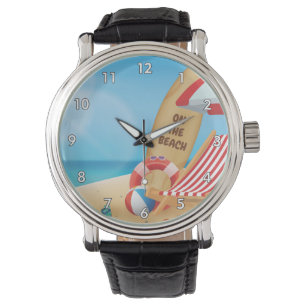 Kühler Sommer am Strand mit Surfboards Armbanduhr