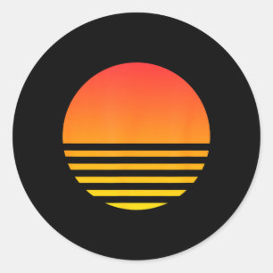 Kühler Sonnenuntergang Sommer Strand Surfen 80er R Runder Aufkleber