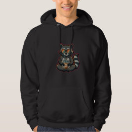 Kühler Waschbär trinkt Hafermilch-Eiskaffee Hoodie