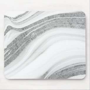Kühler weißer Marmor Silber Glitter Mousepad