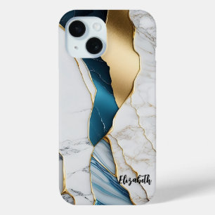 Kühler weißer Türkis-Marmorstein Gold Case-Mate iPhone Hülle