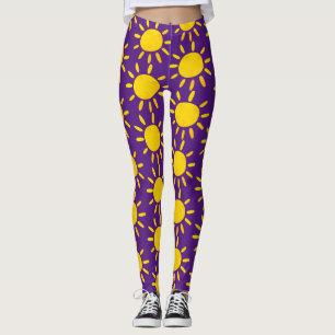 Kühles abstraktes gelbes Sommer-Sonne-Muster Lila Leggings