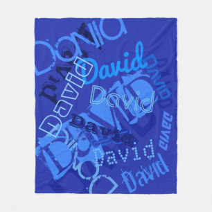 Kühles Blau Beliebiger Name Collage Fleecedecke