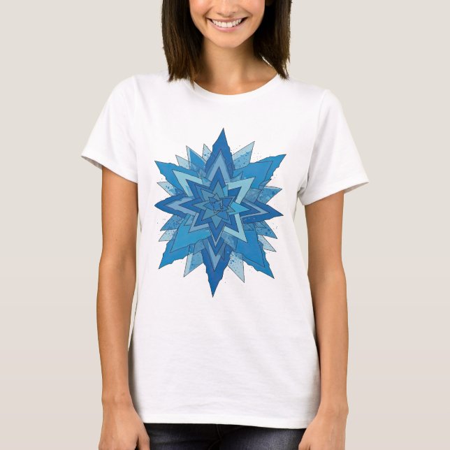 Kühles Blau FROZEN Fettes Design T-Shirt (Vorderseite)