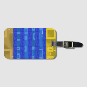 Kühles Blau Gold Geometrische Streifen Gepäckanhänger