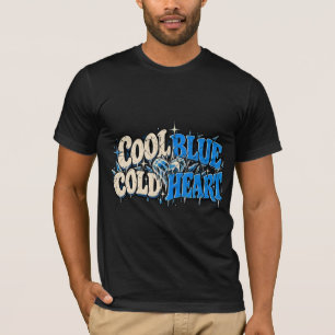 Kühles Blaues Kaltes Herz Retro-Eis-Design T-Shirt