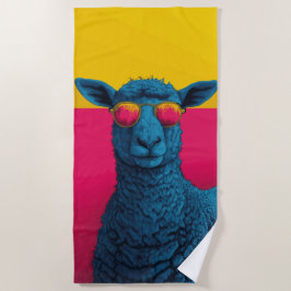 Kühles Blaues Schaf mit Retro-Sonnenbrille Strandtuch