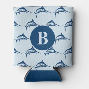 Kühles Blaues Schwertfisch-Muster-Monogramm Dosenkühler