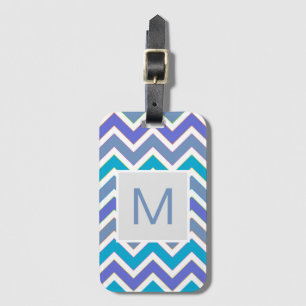 Kühles blaues sportliches Chevron-Muster Monogramm Gepäckanhänger