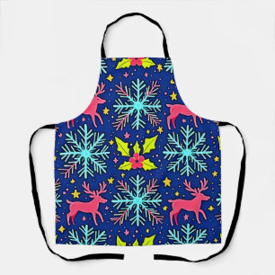 Kühles Blaues Weihnachts-Rentier-Muster-Design Schürze