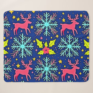 Kühles Blaues Weihnachts-Rentier-Muster-Design Sherpadecke