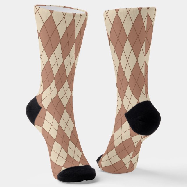 Kühles braunes Argyle-Muster Socken (Gewinkelt)