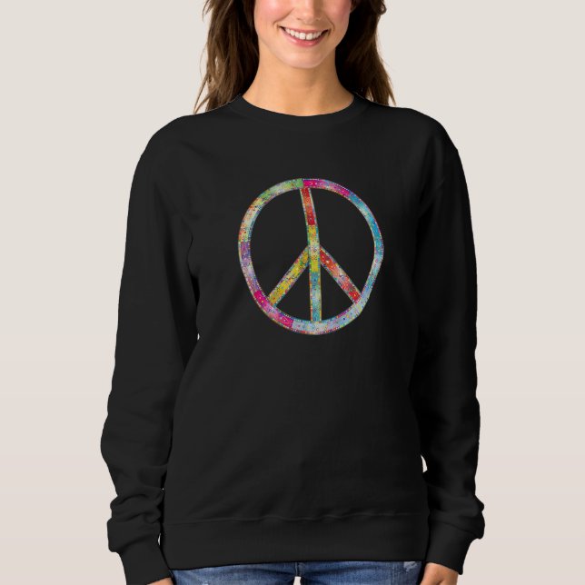 Kühles buntes florales Muster Friedenszeichen Sweatshirt (Vorderseite)