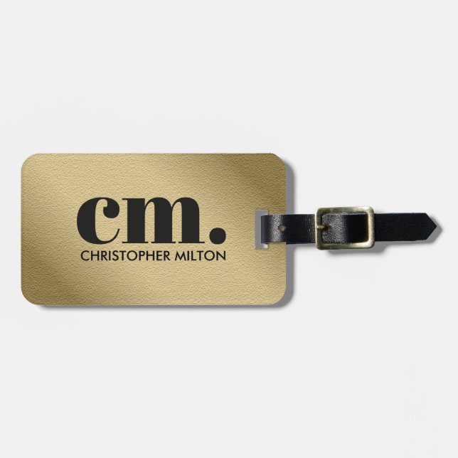 Kühles falsches Gold fettes Monogramm Schwarz Gepäckanhänger (Vorderseite horizontal)