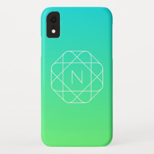 Kühles geometrisches Monogramm Blau und Limetten Case-Mate iPhone Hülle