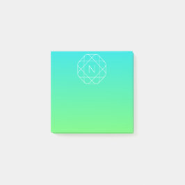 Kühles geometrisches Monogramm | Blau und Limetten Post-it Klebezettel
