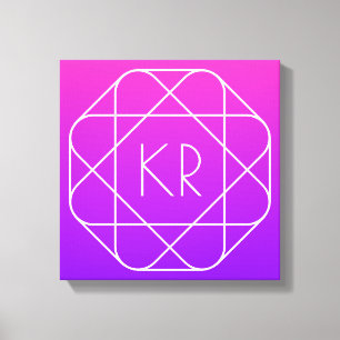 Kühles geometrisches Monogramm Magenta Lila Viol Leinwanddruck