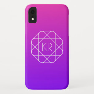 Kühles geometrisches Monogramm Magenta Violett L Case-Mate iPhone Hülle