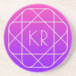 Kühles geometrisches Monogramm Magenta Violett L Getränkeuntersetzer