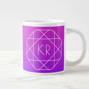 Kühles geometrisches Monogramm   Magenta Violett L Jumbo-Tasse