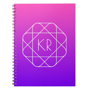 Kühles geometrisches Monogramm Magenta Violett L Notizblock