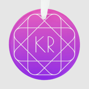 Kühles geometrisches Monogramm Magenta Violett L Ornament