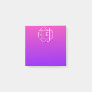Kühles geometrisches Monogramm Magenta Violett L Post-it Klebezettel