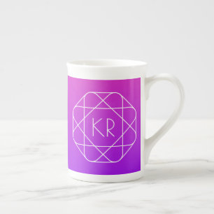 Kühles geometrisches Monogramm Magenta Violett L Prozellantasse
