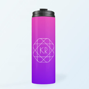Kühles geometrisches Monogramm Magenta Violett L Thermosbecher