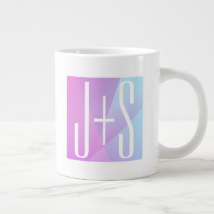 Kühles geometrisches Rosa & Lila Paarkürzel Jumbo-Tasse